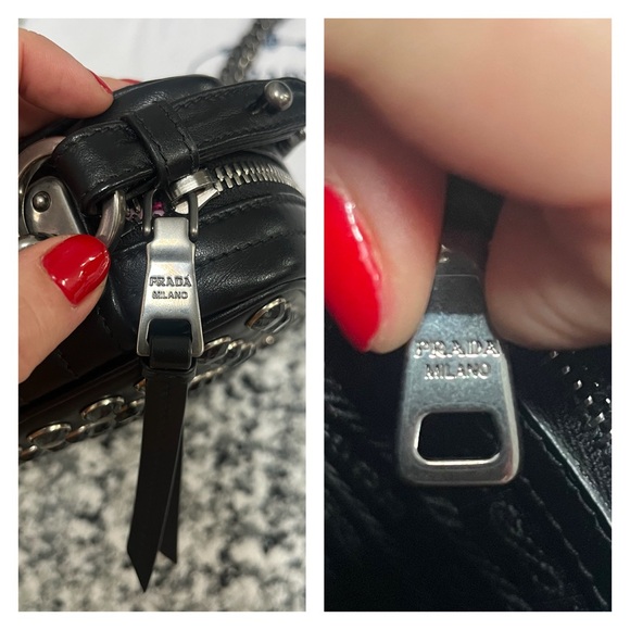 Prada Rhinestone Embellished Diagramme Quilted Camera Bag BLK Leather Cristal - Picture 12 of 17